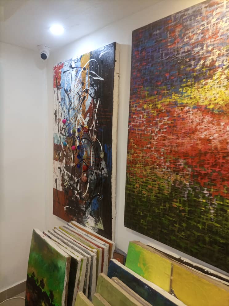 Large abstract canvas in the gallery