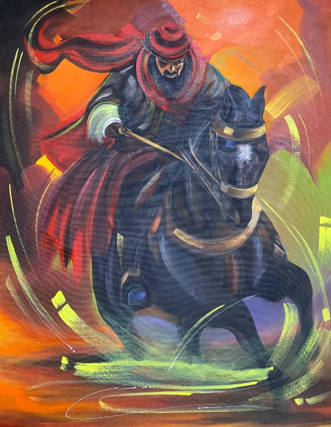 Horseman on a black horse