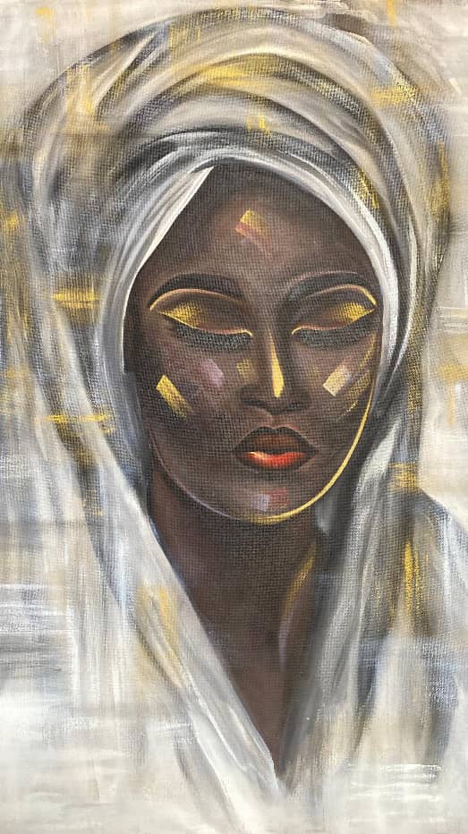 Woman in a white headwrap