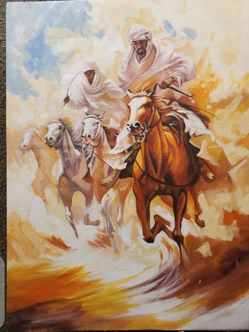Horsemen in a desert scene